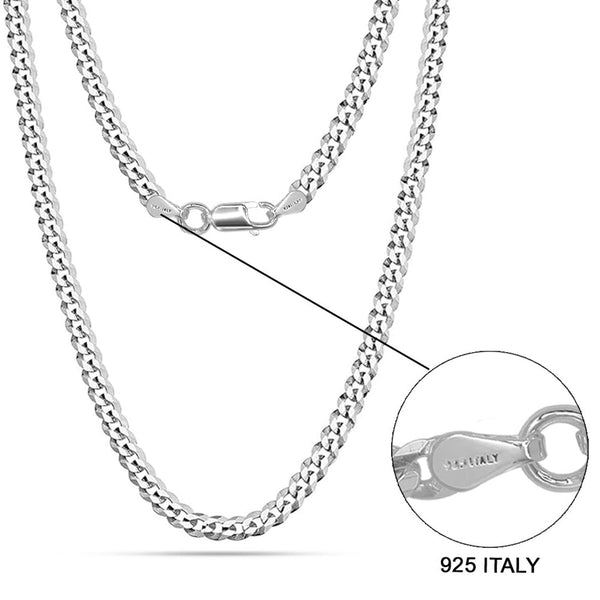 925 Sterling Silver Italian Diamond-Cut Curb Link Chain Necklace for Men and Women 6 MM