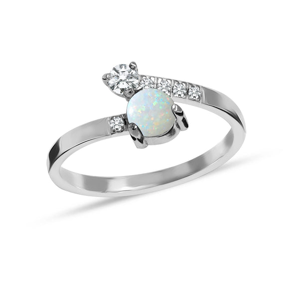 925 Sterling Silver Eternity Adjustable Created White Opal Stackable Rings for Women