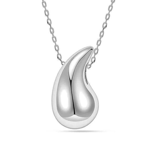 925 Sterling Silver Dainty Teardrop Tiny Oval Bead Beans Pear-Shaped Pendant Necklace for Women