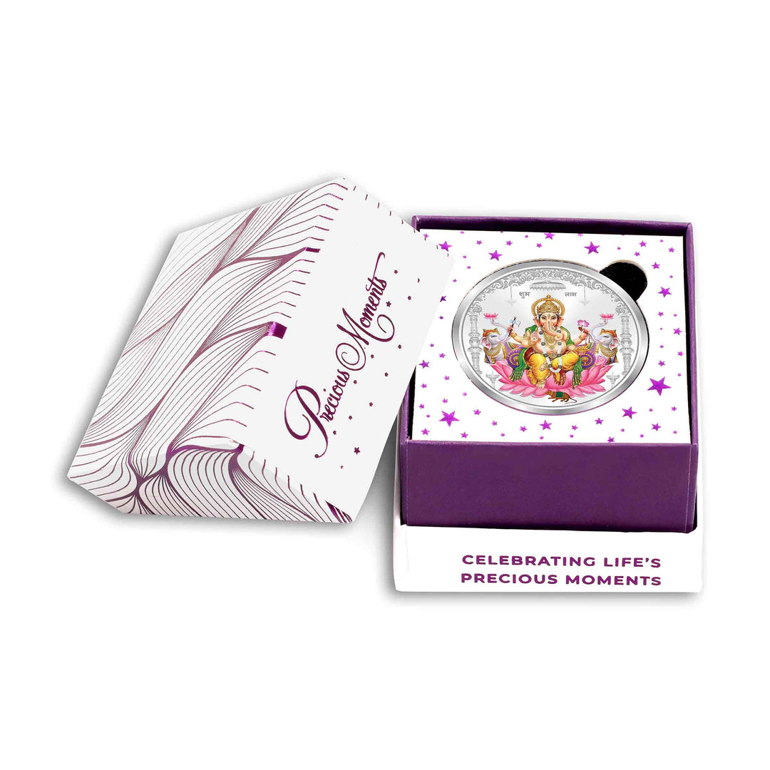 BIS Hallmarked Ganesh Ji Silver Coin With 999 Purity