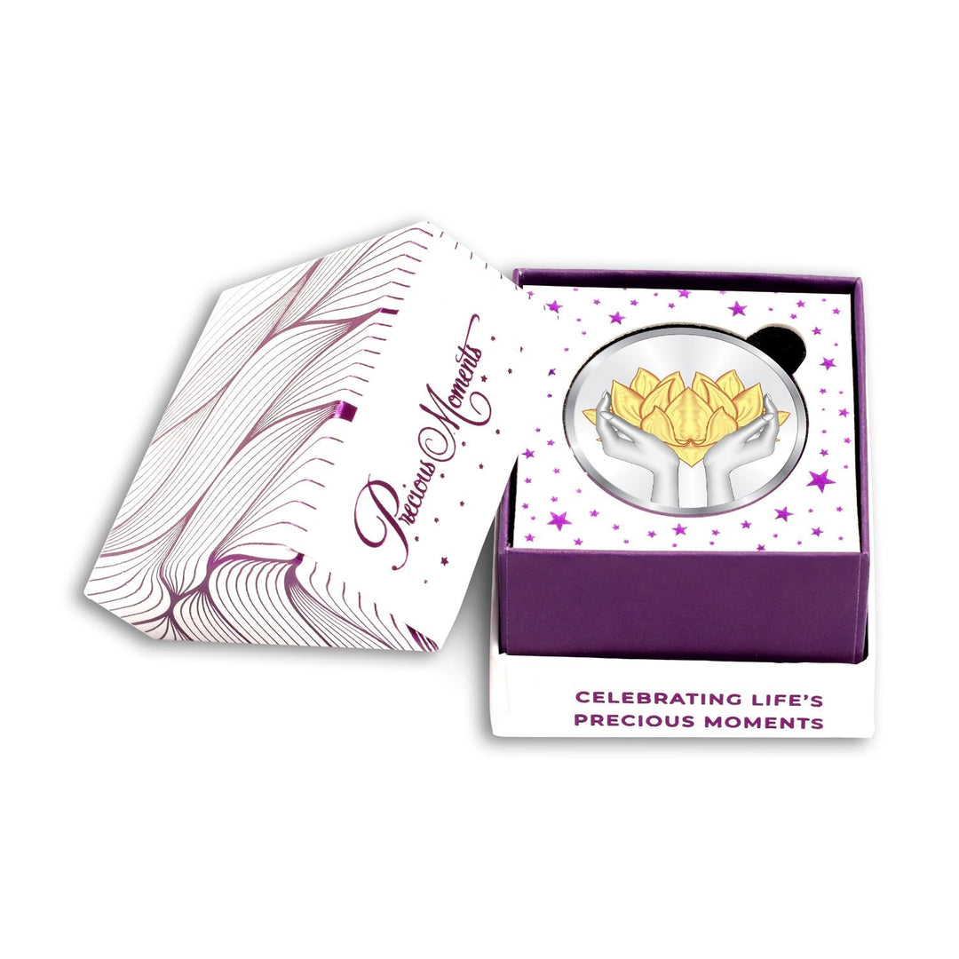 BIS Hallmarked Lotus Colorful Silver Coin 999 Pure Akshay Tritiya