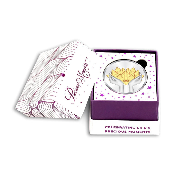 BIS Hallmarked Lotus Colorful Silver Coin 999 Pure Akshay Tritiya