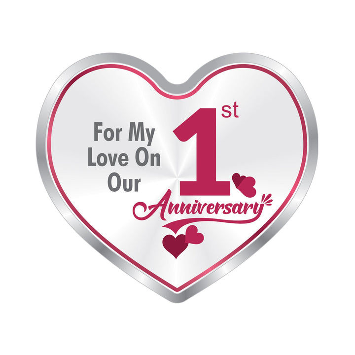 BIS Hallmarked Personalised Wedding Anniversary Heart Silver Coin 999 Pure