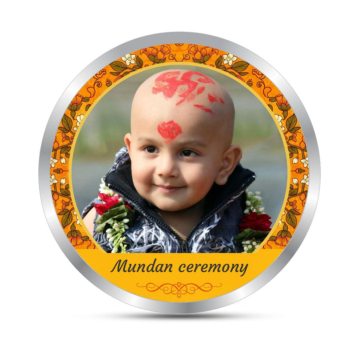 BIS Hallmarked Personalised Mundan Ceremony Silver Coin With 999 Purity
