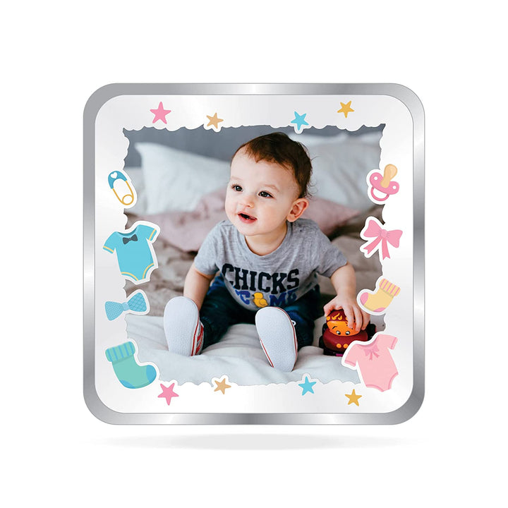 BIS Hallmarked Personalised Silver Square Coin New Born Baby Boy 20 Gram 999 Pure