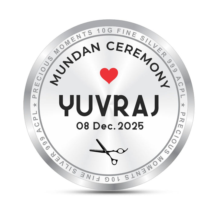 BIS Hallmarked Personalised Mundan Ceremony Silver Coin With 999 Purity