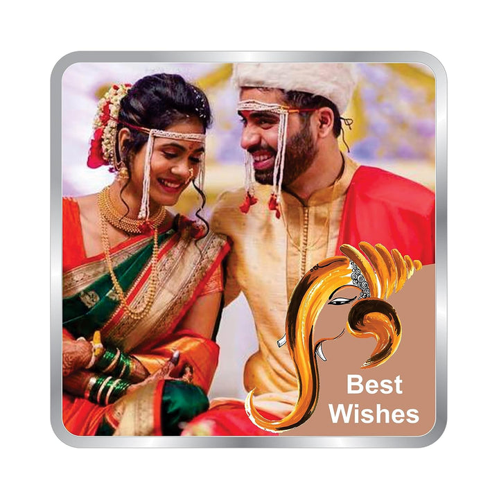 BIS Hallmarked Personalised Silver Square Coin for Newly Married Anniversary 999 Purity