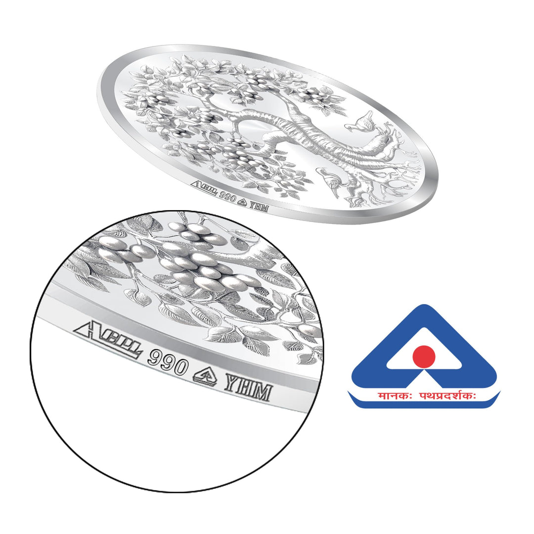 BIS Hallmarked Banyan Tree 999 Pure Silver Coin Akshay Tritiya