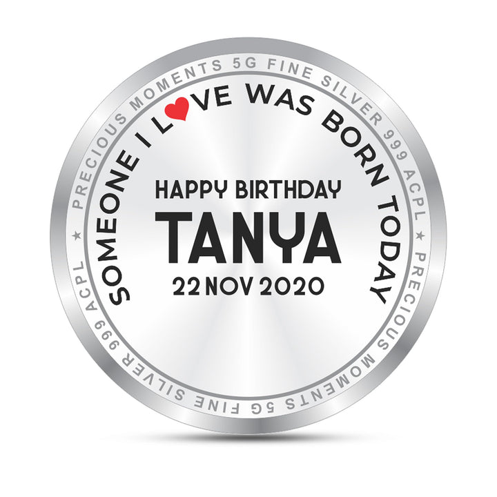 BIS Hallmarked Personalised Happy Birthday 5 gm 999 Pure Silver Coin