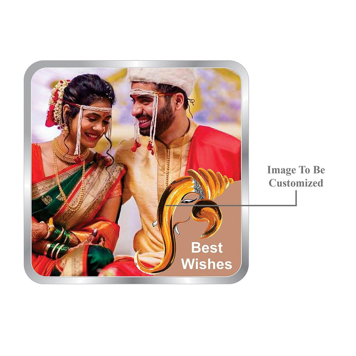BIS Hallmarked Personalised Silver Square Coin for Newly Married Anniversary 999 Purity