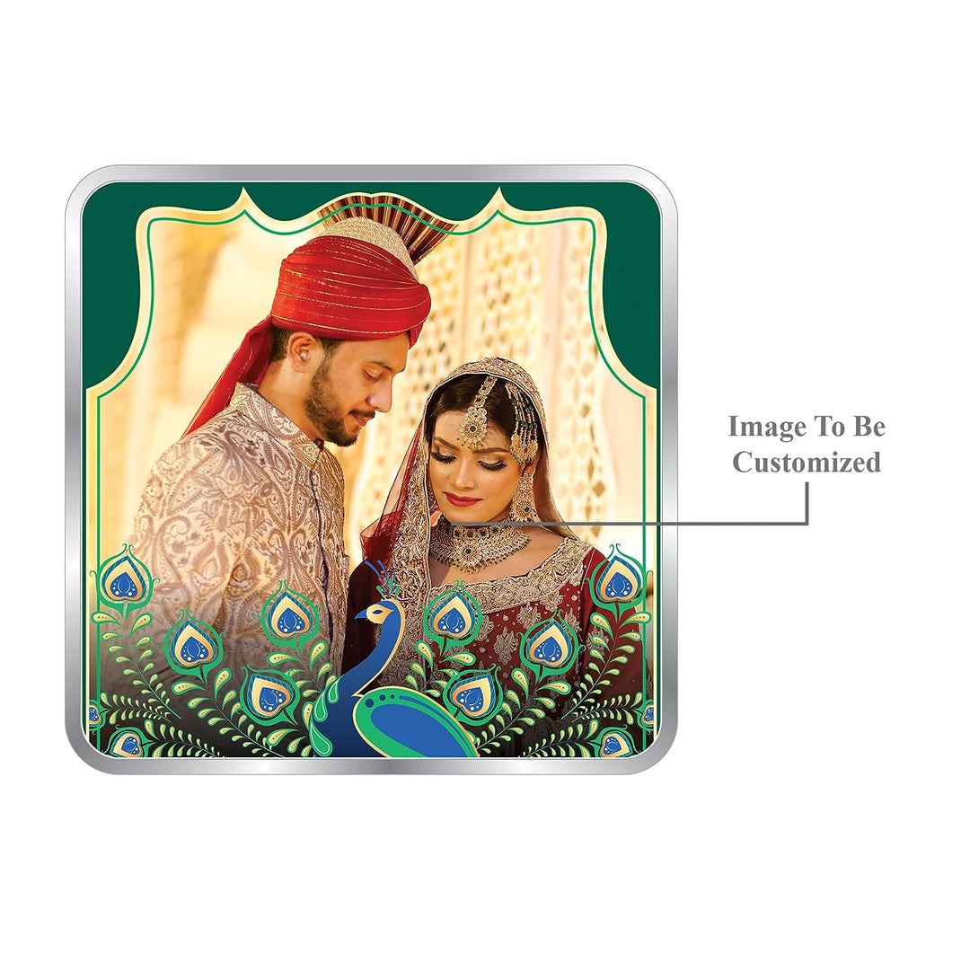 BIS Hallmarked Personalised Newly Married Anniversary Square Silver Coin 999 Pure