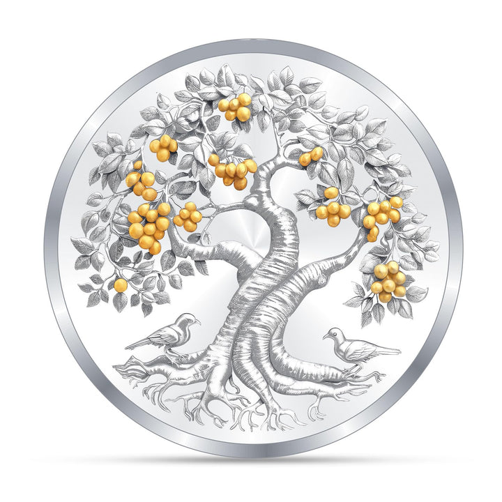 BIS Hallmarked Banyan Tree Colour 999 Pure Silver Coin Akshay Tritiya