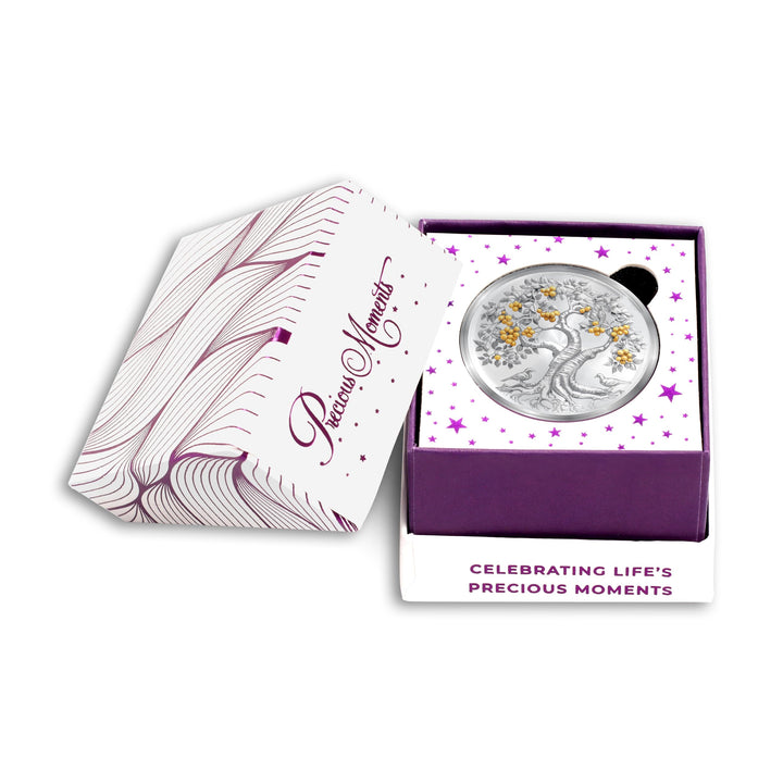 BIS Hallmarked Banyan Tree Colour 999 Pure Silver Coin Akshay Tritiya