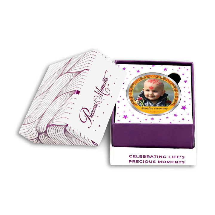 BIS Hallmarked Personalised Mundan Ceremony Silver Coin With 999 Purity