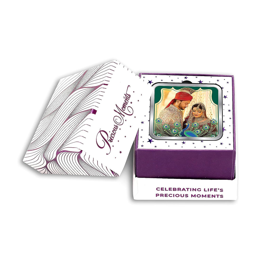 BIS Hallmarked Personalised Newly Married Anniversary Square Silver Coin 999 Pure