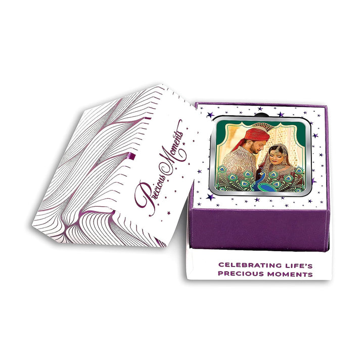 BIS Hallmarked Personalised Newly Married Anniversary Square Silver Coin 999 Pure