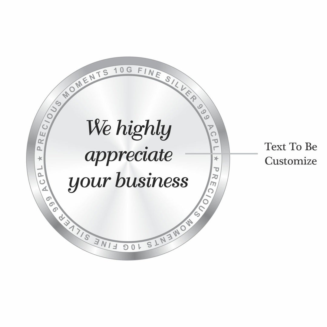 BIS Hallmarked Personalised Silver Coin For Corporate Gifting, Business Promotion, Dealer, Distributors, Return Gift, Client, 999 Pure