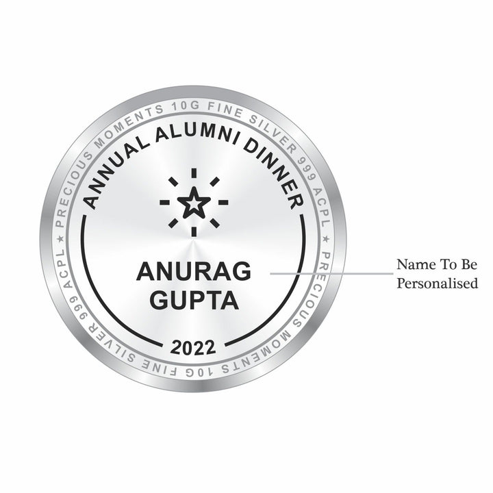 Precious Moments BIS Hallmarked Personalised 10 Gram Silver Coin For Alumni Meet Reunion 999 Pure
