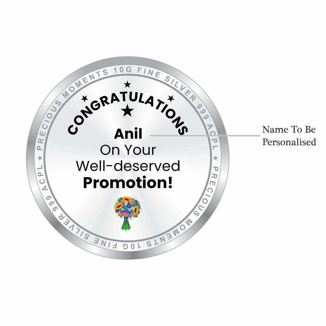 BIS Hallmarked Personalised Silver Coin For Corporate Gifting, Gift for Employee, Promotion, 999 Pure