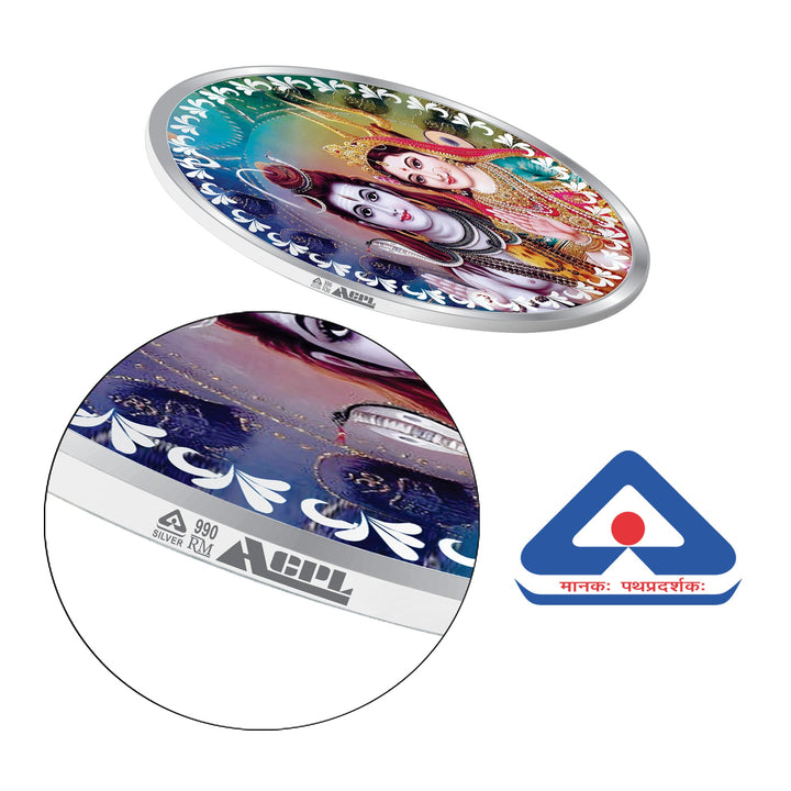 BIS Hallmarked Lord Shiva & Goddess Parvati 999 Pure Silver Coin