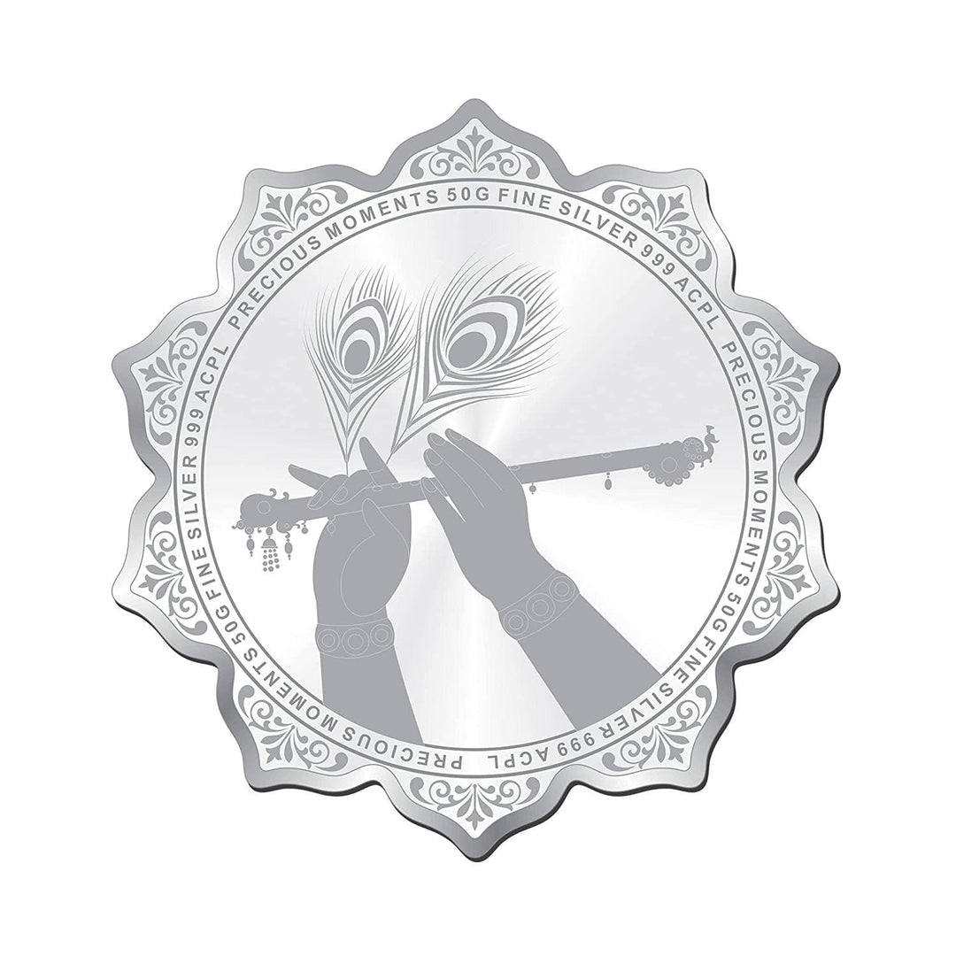 BIS Hallmarked Radha Krishna lotus Design 999 Pure Silver Coin