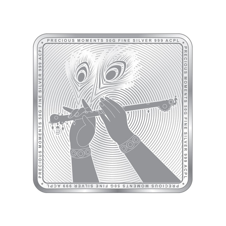 BIS Hallmarked Radha Krishna Square Silver Coin 999 Pure