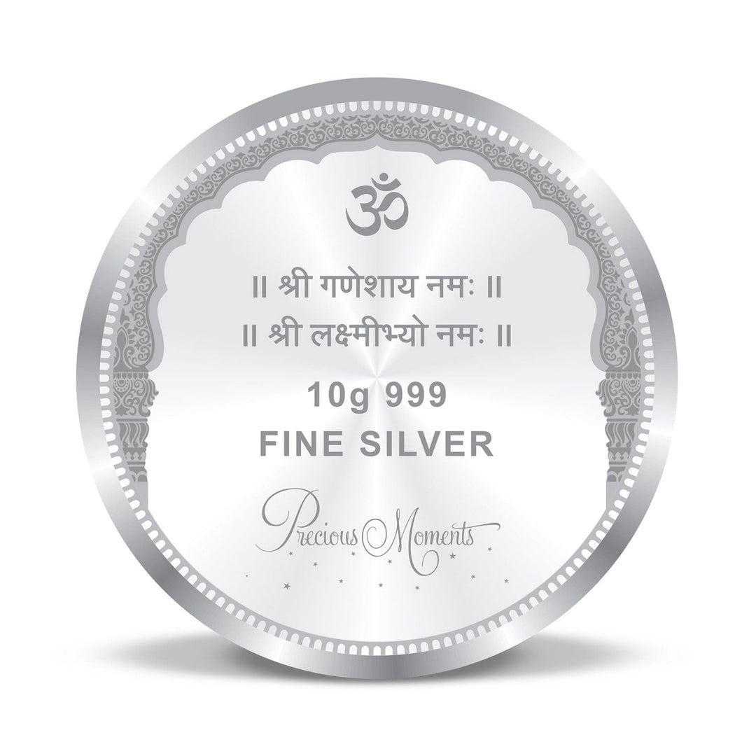 BIS Hallmarked Round Shape Ganesh Laxmi ji Colour Silver Coin 999 Pure Akshay Tritiya