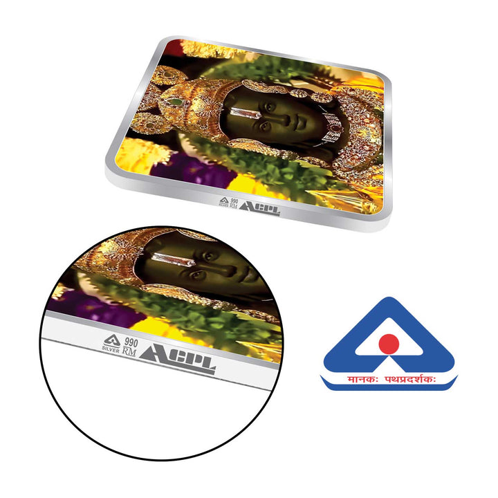 BIS Hallmarked Square Lord Ram Ji Face Ayodhya Temple Silver Coin 999 Pure