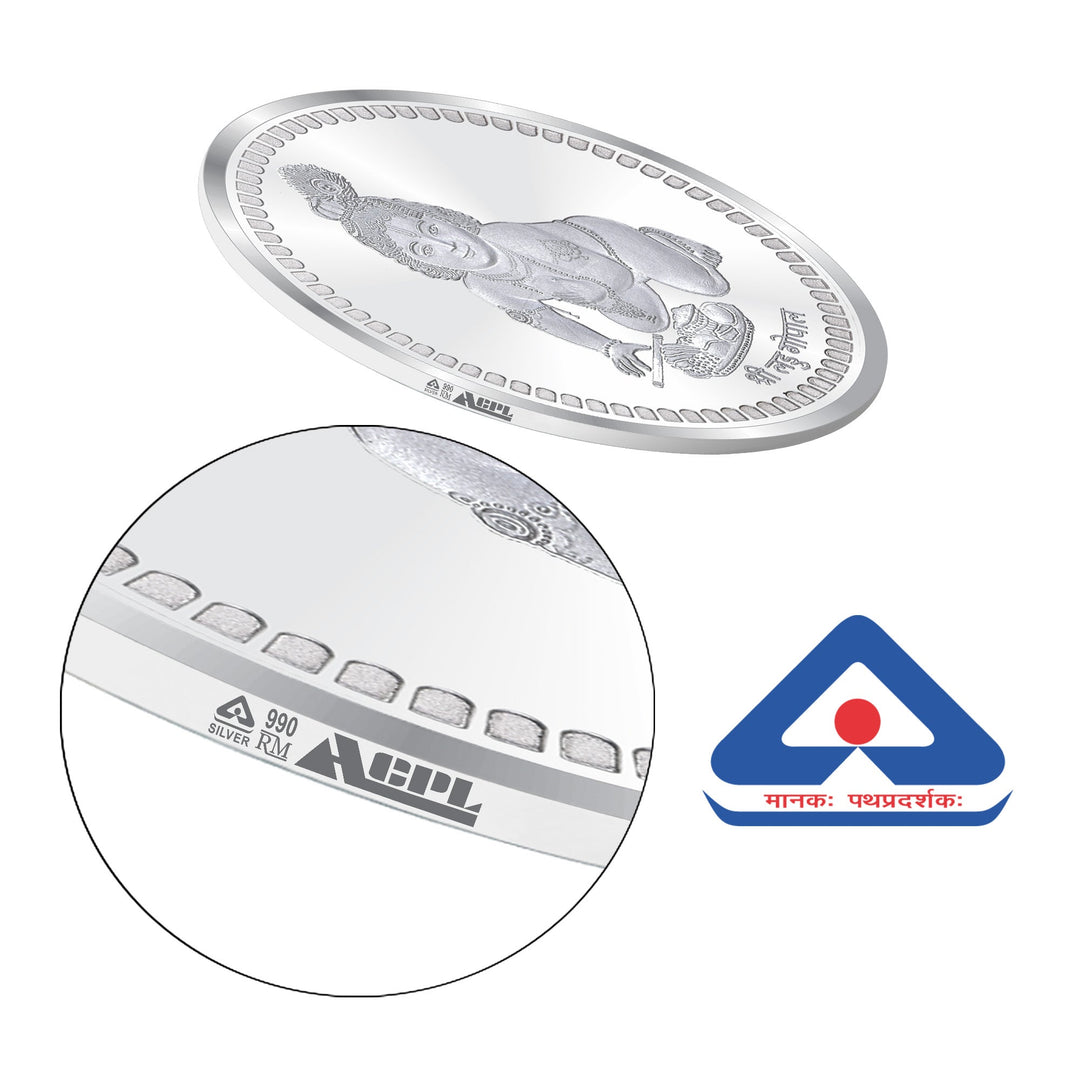 BIS Hallmarked Lord Krishna 10GM 999 Pure Silver Coin