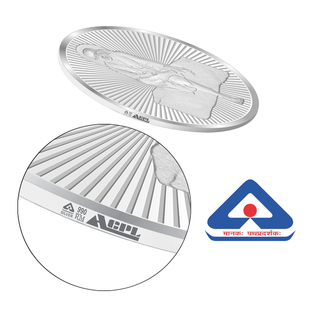 BIS Hallmarked Sai Baba 10GM 999 Pure Silver Coin