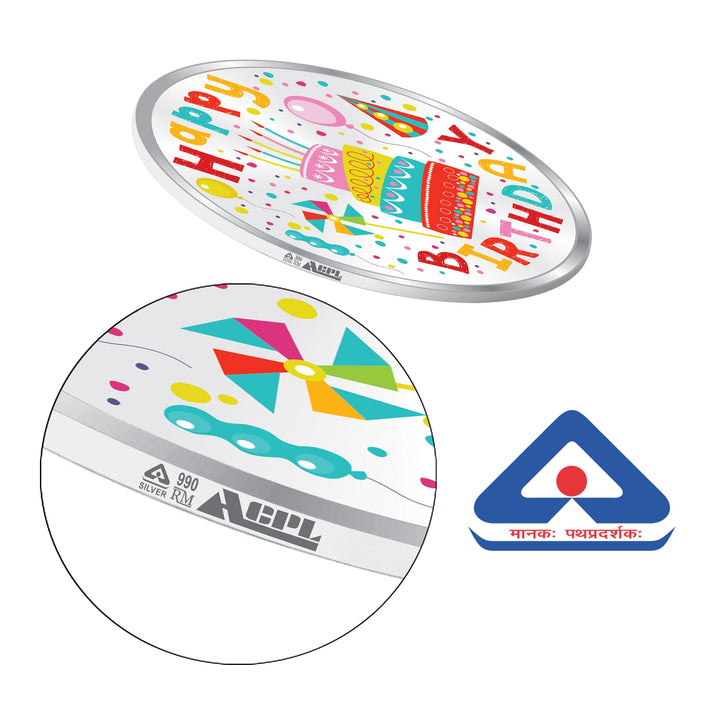 BIS Hallmarked Happy Birthday 999 Pure Silver Coin