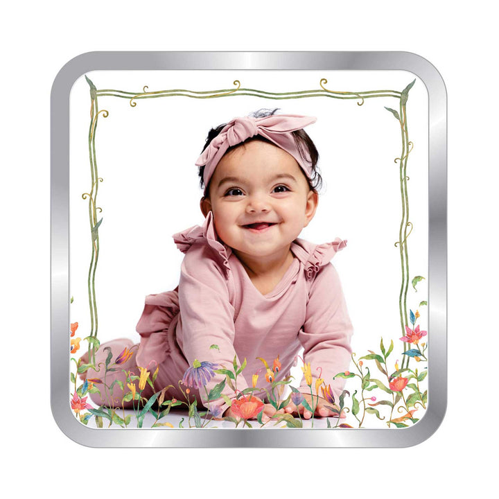 BIS Hallmarked Personalised New Born Baby Girl Silver Square Coin 999 Purity