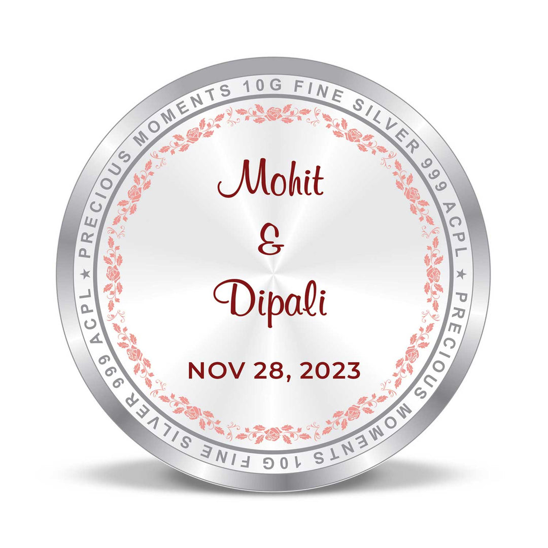 BIS Hallmarked Personalised Newly Married Anniversary beautiful Silver Coin 999 Pure