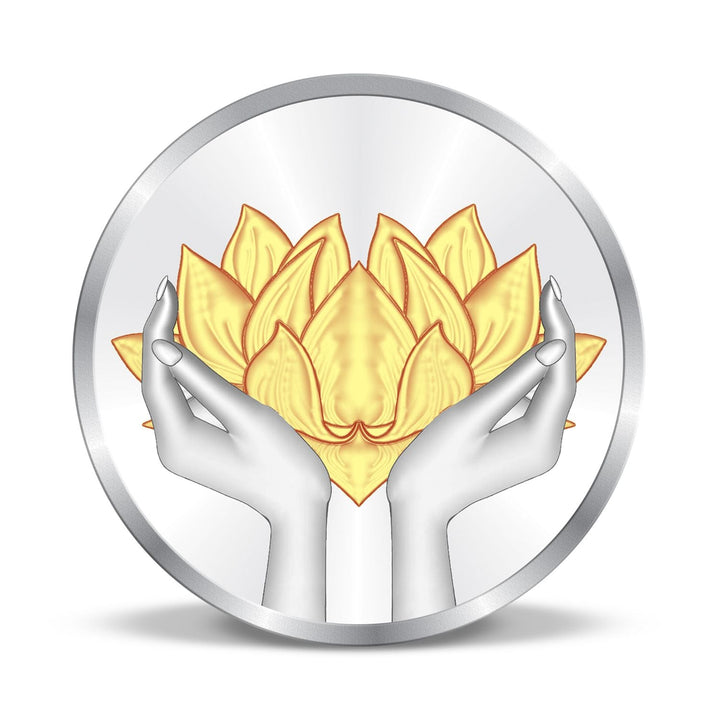 BIS Hallmarked Lotus Colorful Silver Coin 999 Pure Akshay Tritiya