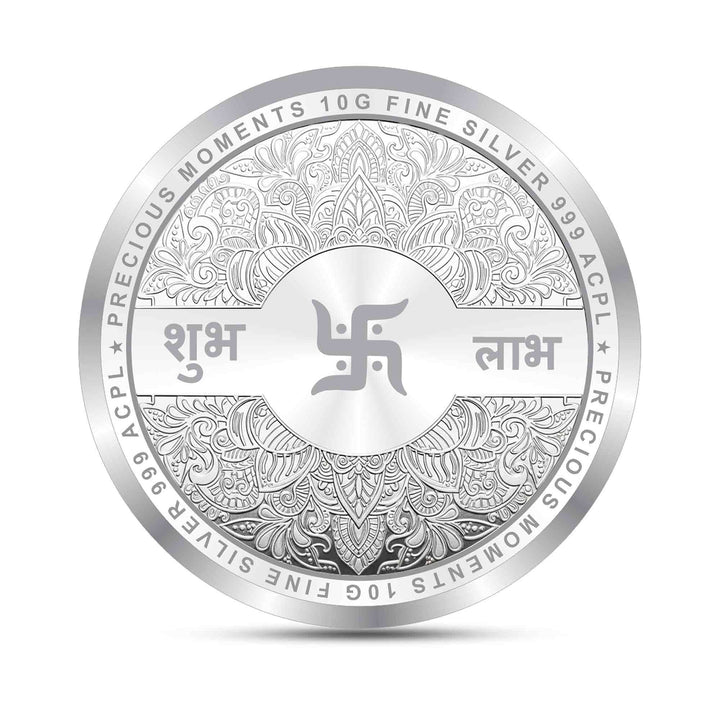 BIS Hallmarked Ganesh Laxmi ji Silver Coin With 999 Purity