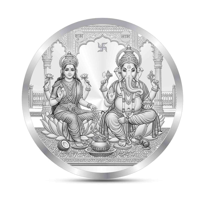 BIS Hallmarked Ganesh Laxmi ji Silver Coin With 999 Purity