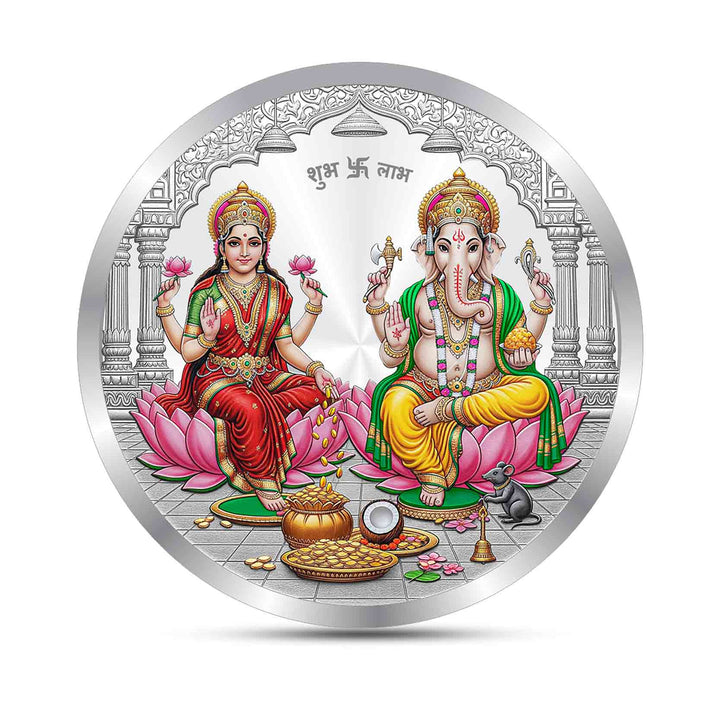 BIS Hallmarked Laxmi Ganesh Silver Coin With 999 Purity