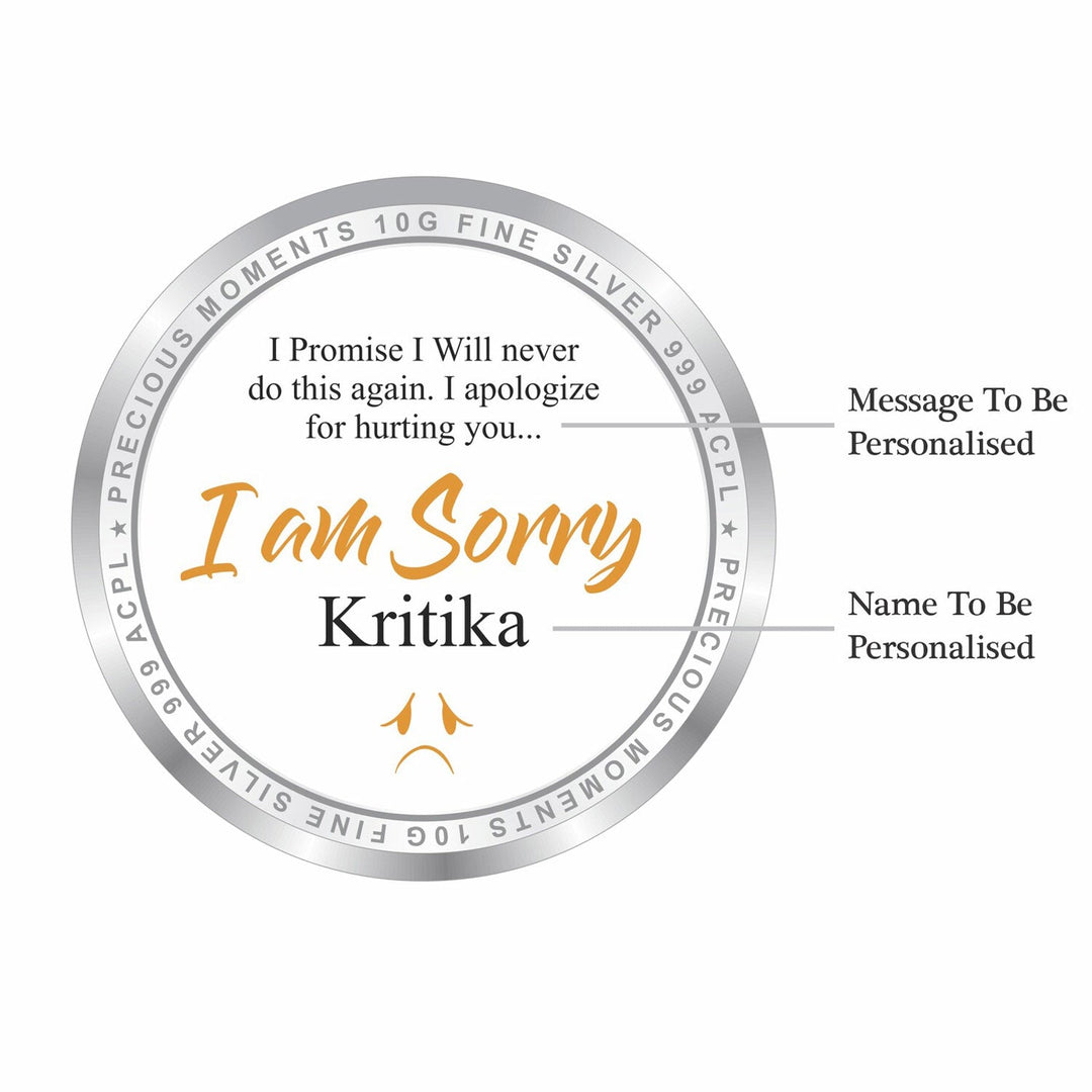 BIS Hallmarked Personalised Sorry Silver Coin 999 Purity