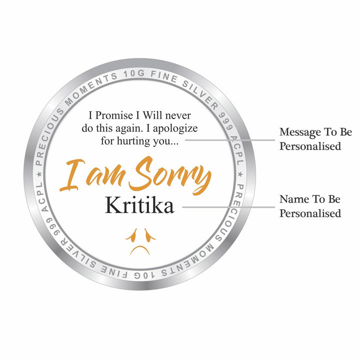 BIS Hallmarked Personalised Sorry Silver Coin 999 Purity