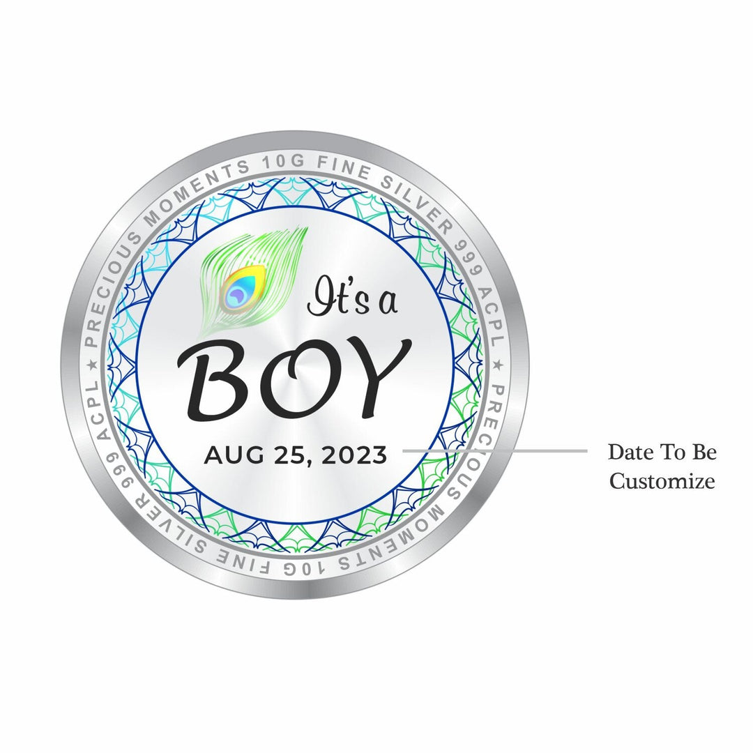 BIS Hallmarked Personalised New Born Baby Boy Silver Coin 999 Purity