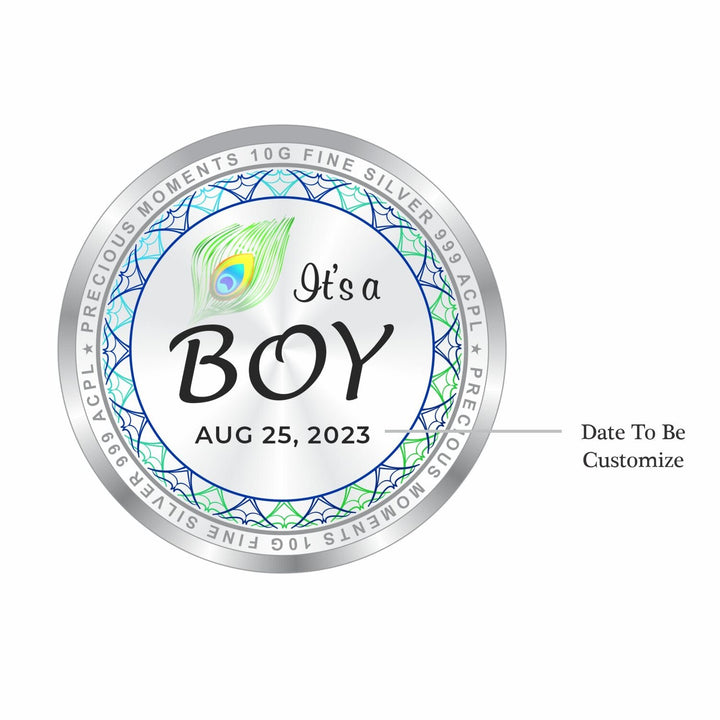 BIS Hallmarked Personalised New Born Baby Boy Silver Coin 999 Purity