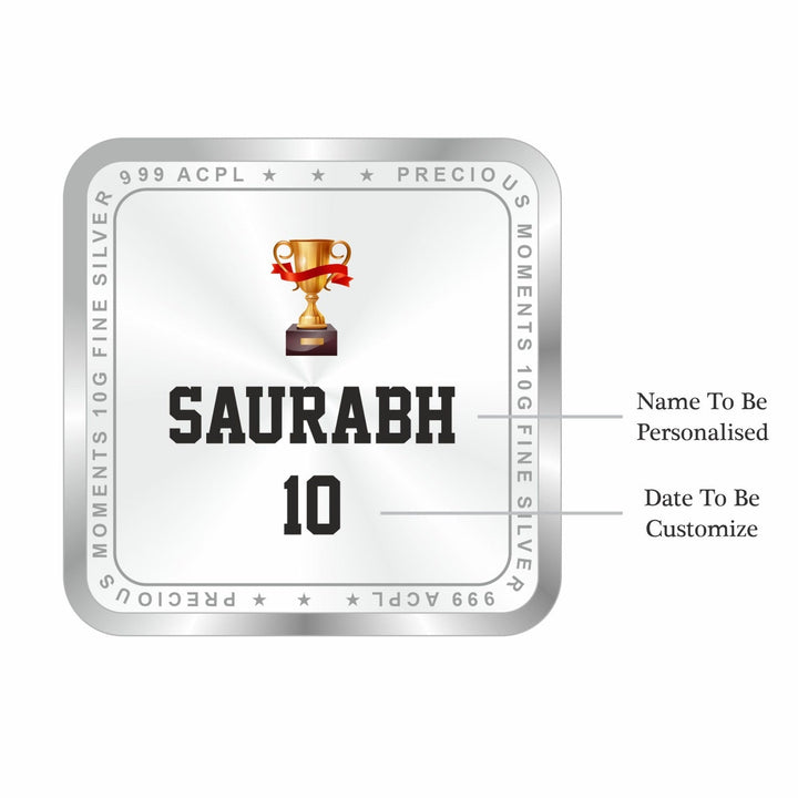 BIS Hallmarked Personalised Silver Coin Sports square Best Gifting for Winner Player 999 Pure