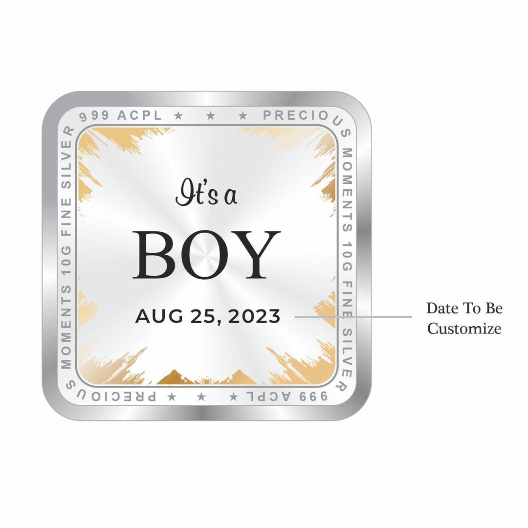 BIS Hallmarked Personalised New Born Baby Boy Silver Coin 999 Purity