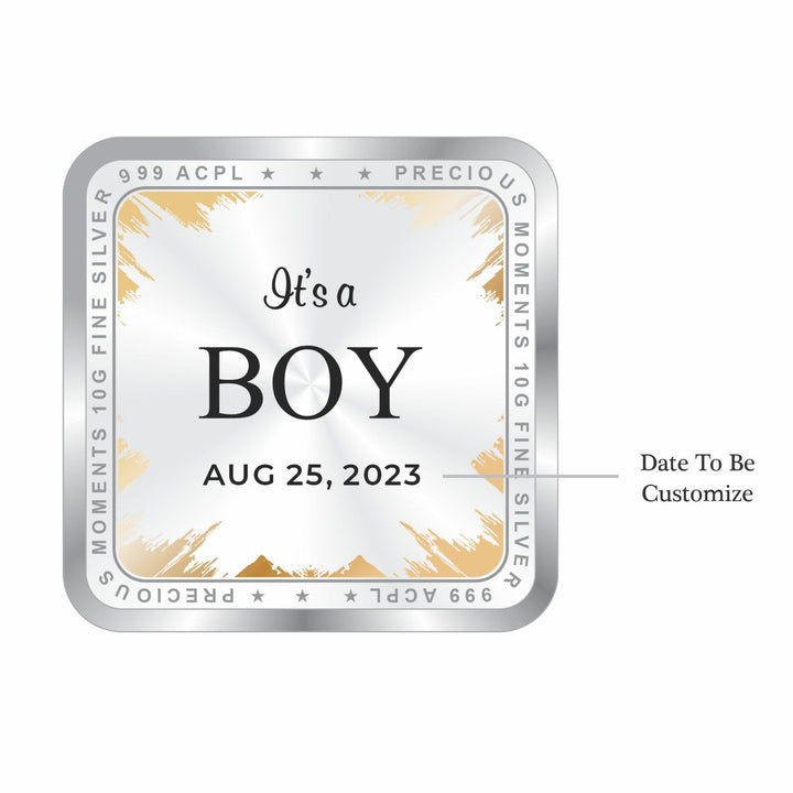 BIS Hallmarked Personalised New Born Baby Boy Silver Coin 999 Purity