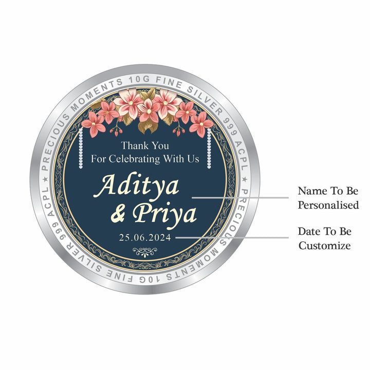 BIS Hallmarked Personalised Wedding Anniversary Beautiful Round Silver Coin 999 Pure