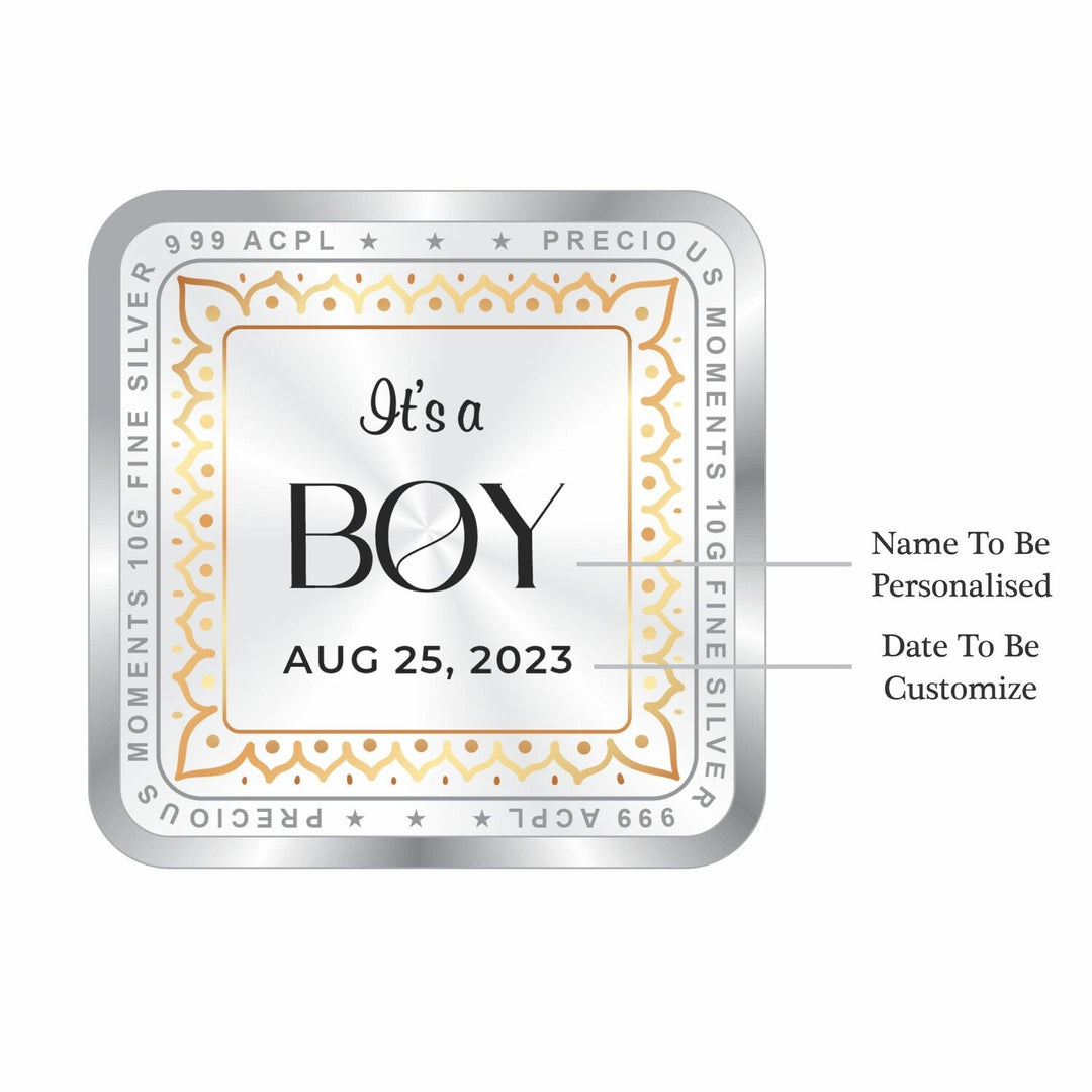 BIS Hallmarked Personalised New Born Baby Girl Square Silver Coin 999 Purity