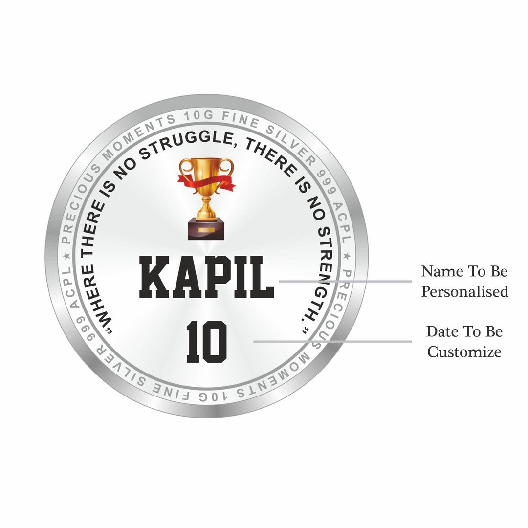 BIS Hallmarked Personalised Sports Silver Coin Best Gifting for Winner Player 999 Pure