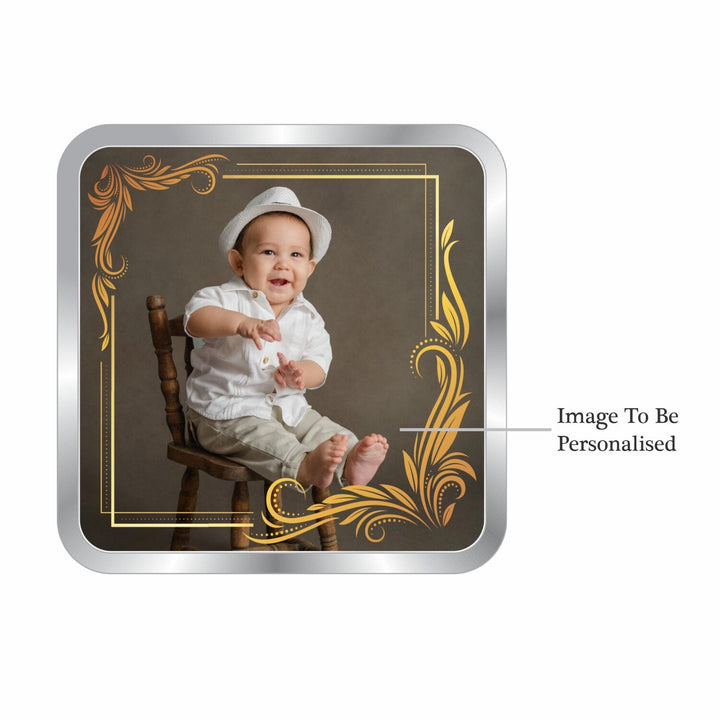 BIS Hallmarked Personalised New Born Baby Boy Silver Square Coin 999 Purity