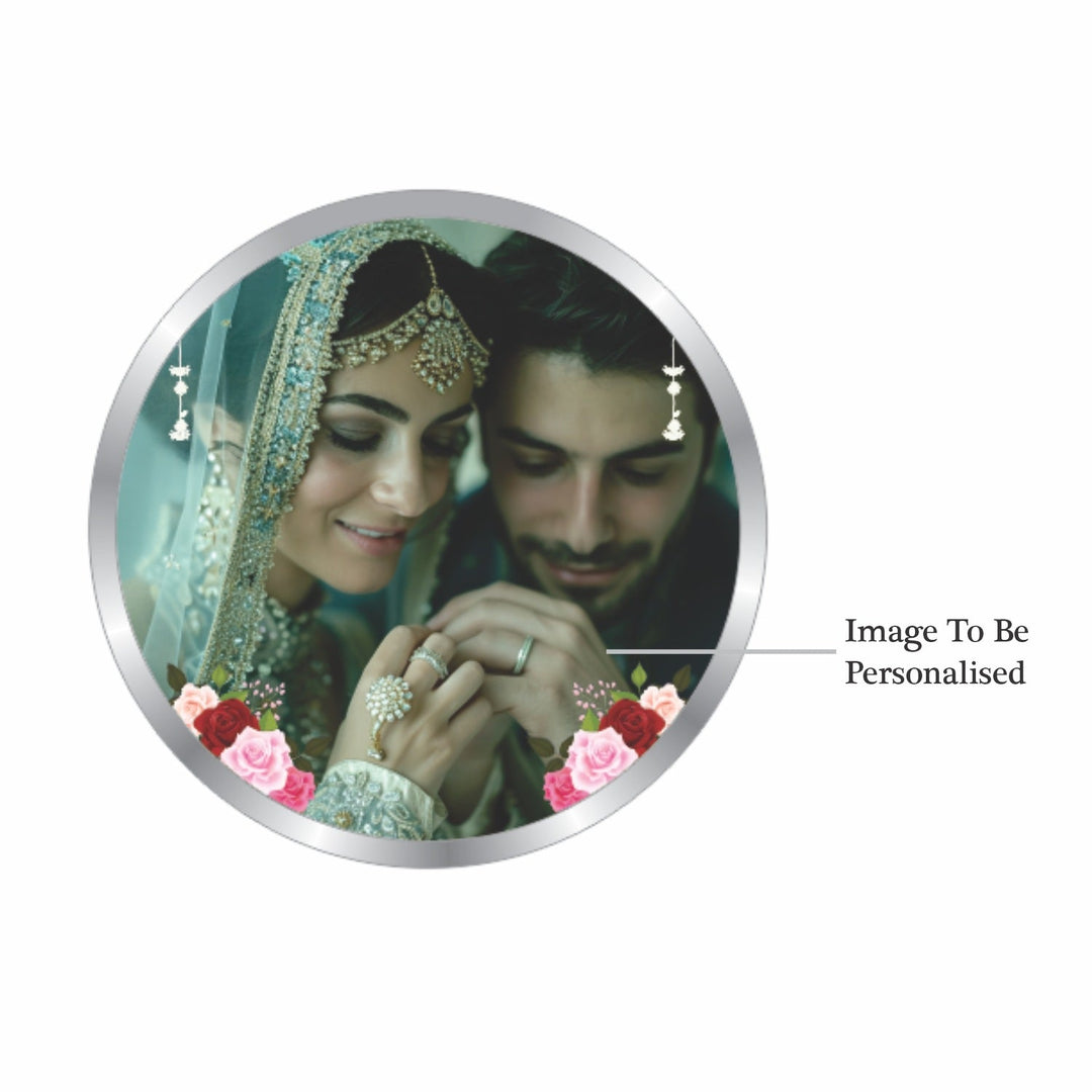 BIS Hallmarked Personalised Wedding Anniversary Beautiful Round 999 Pure Silver Coin