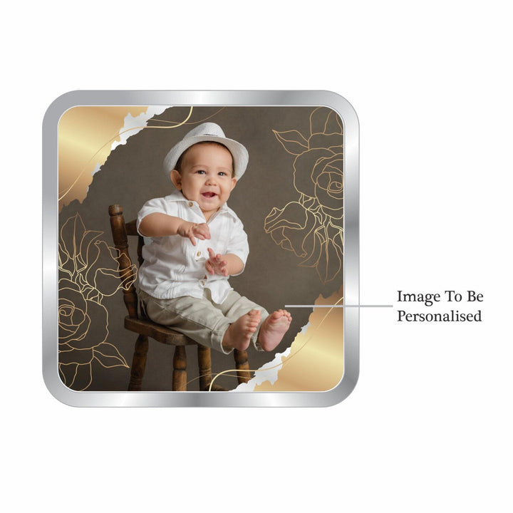 BIS Hallmarked Personalised New Born Baby Boy Square Silver Coin 999 Purity